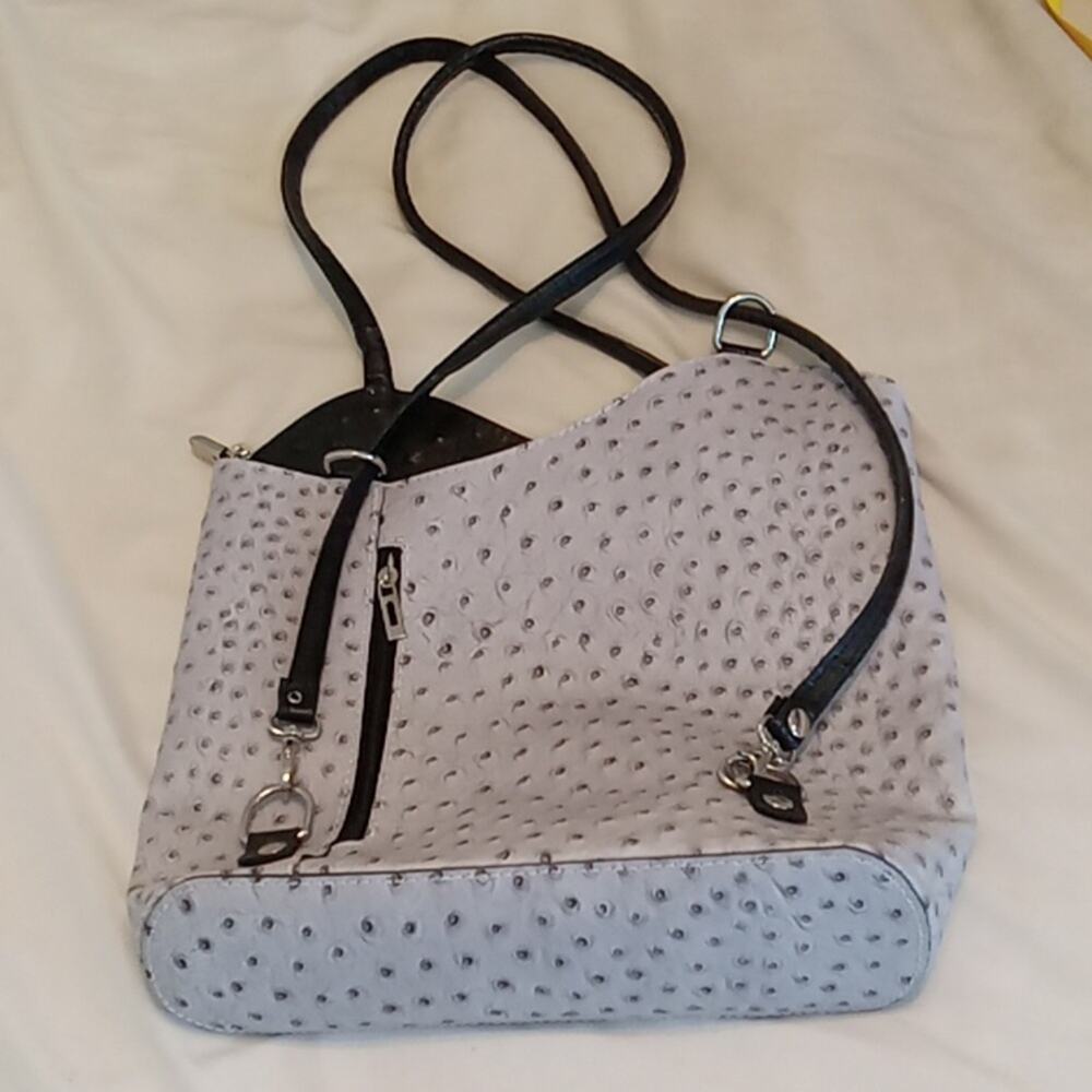 Borse in Pelle Women's Grey Pebble Over the Shoulder. Made in Italy. Leather